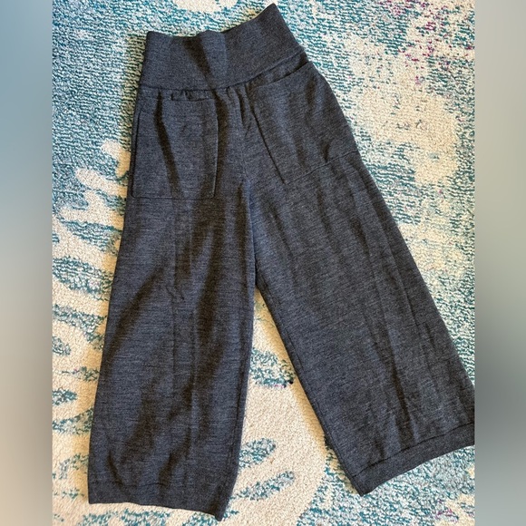 Aritzia Wilfred Brion Cropped Wool High Waist Wide Leg Pant Dark Grey - Picture 7 of 14